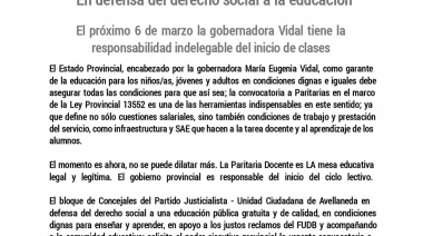 Los concejales de Unidad Ciudadana exigen a Vidal que llame a paritarias docentes