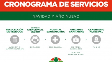 Cronograma de servicios municipales durante las Fiestas