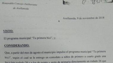 Cambiemos pide un informe sobre el programa “Tu Primera Bici”