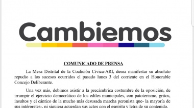 La Coalición Cívica local repudió los hechos de la última sesión del Concejo Deliberante