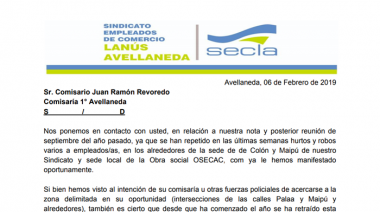 El SECLA pide más seguridad a la Policía por robos reiterados
