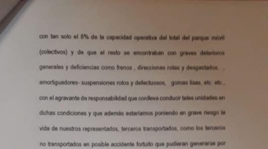 Los trabajadores del Expreso Lomas solicitaron al Ministerio de Transporte que intervenga en el conflicto