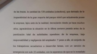 Los trabajadores del Expreso Lomas solicitaron al Ministerio de Transporte que intervenga en el conflicto