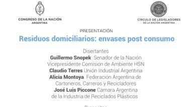 Convocan a una charla-debate en el Senado sobre reciclado y residuos domiciliarios