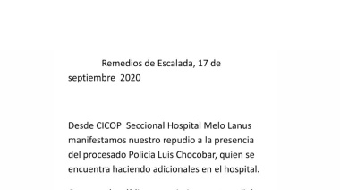 Trabajadores del Hospital Melo repudiaron la presencia de Chocobar y fue apartado del lugar