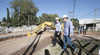 Cascallares y Katopodis supervisaron los avances de una obra hidráulica en Burzaco