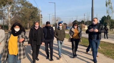 Cascallares, Bianco y Simone recorrieron obras de urbanización en Don Orione