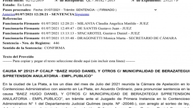 Condenan a la Municipalidad de Berazategui a pagar millonaria deuda con un grupo de municipales