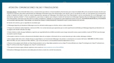 Volkswagen se desligó de los fraudes con Planes de Ahorro, pero admite la existencia de "comunicaciones falsas" en su nombre