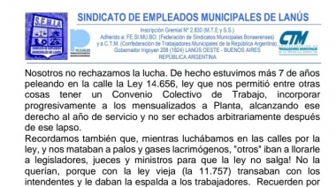 “Mientras algunos critican y atacan, nosotros seguimos trabajando”, resaltan desde el SEMLA