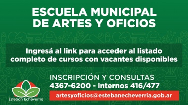 Abrieron las vacantes para estudiar en la Escuela Municipal de Artes y Oficios