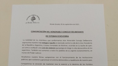El Concejo repudió el atentado contra Cristina y llamó a la “paz social”