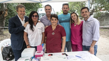 Katopodis, Cascallares y Fabiani inauguraron una obra de pavimento en Longchamps