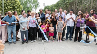 Katopodis, Cascallares y Fabiani inauguraron una obra de pavimento en Longchamps