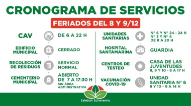 Cómo funcionarán los servicios por el fin de semana largo
