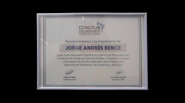 El Concejo de Lomas homenajeó a Jorge Bence