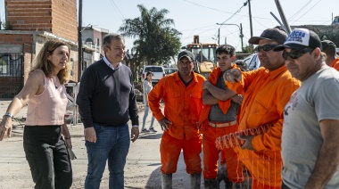 Cascallares recorrió las obras de remodelación en la avenida San Martín