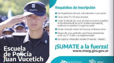 Abrió la inscripción 2024 para sumarse a la Policía Bonaerense