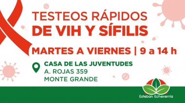 Realizarán testeos rápidos de VIH y sífilis en Monte Grande