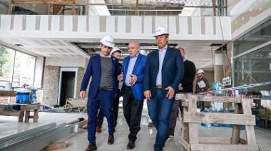 Kicillof y Cascallares recorrieron las obras de la nueva sucursal del Banco Provincia en el Parque Industrial
