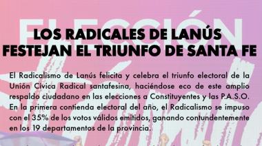 Los radicales de Lanús festejan el triunfo de Pullaro en Santa Fe