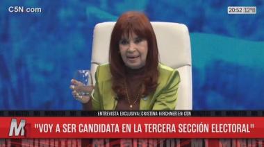 Cristina confirmó que será candidata a legisladora por la Tercera Sección Electoral