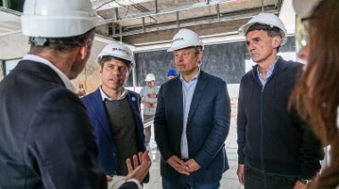 Kicillof y Cascallares recorrieron las obras de la nueva sucursal del Banco Provincia en el Parque Industrial
