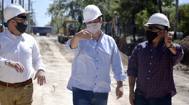 Cascallares visitó obras de repavimentación el los accesos al Parque industrial de Burzaco