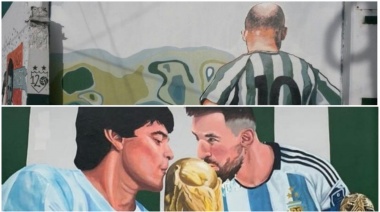 Dirigentes de Banfield cambiaron mural de "Garrafa" Sánchez por uno de Messi y Maradona