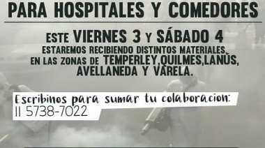 Campaña de donaciones para hospitales y comedores