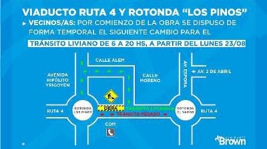 Solicitan evitar la circulación por Ruta 4 a la altura de la rotonda "Los Pinos"