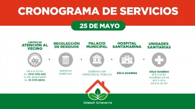 Cronograma de servicios para el feriado