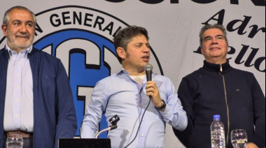 Kicillof subió al escenario a Héctor Daer, su articular con los gremios