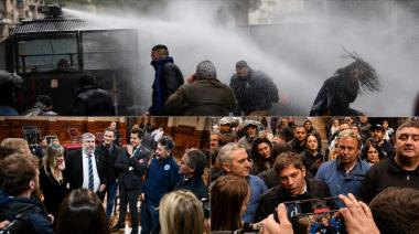 Masiva marcha, represión en el Congreso y respaldo de los intendentes del Conurbano a los senadores peronistas