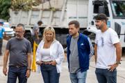 Fabiani y Eichel supervisaron el funcionamiento de nueva maquinaria vial en los barrios